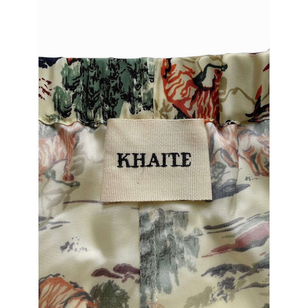 Khaite Phoebe Tiger Toile Pants Ivory Silk Wide Leg Ankle Drawstring Size L - Picture 8 of 11